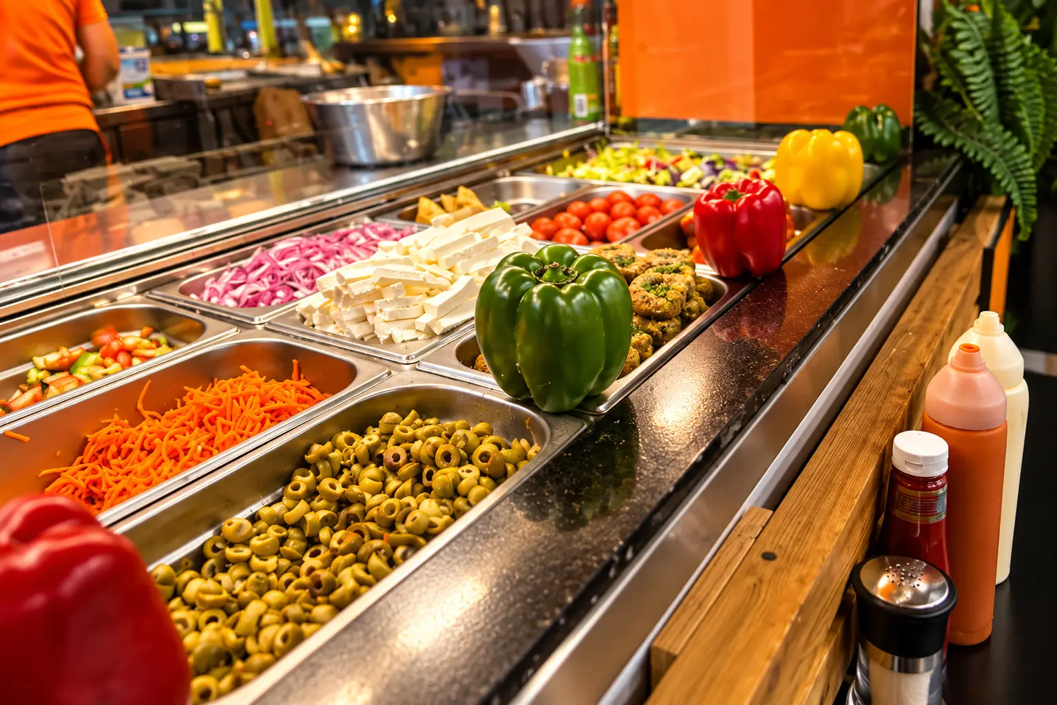 Mostrador con ingredientes frescos